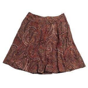 Chaps Skirt Womens Size 10 Brown Paisley Pull On Zip Side A Line Midi Boho